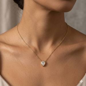 Colgante de compromiso solitario con diamante cultivado en laboratorio de 0.50 ct, corte pera, engaste de bisel en forma de lágrima, en oro puro de 10K/14K, regalo para ella. - Product Image 6