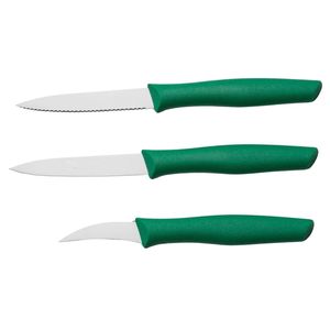 Cuchillos de Cocina con Mango Verde, Juego de Tres Piezas con Diferentes Formas de Hoja para Pelar Frutas, Cortar Verduras y Preparar Alimentos Diariamente - Product Image 1