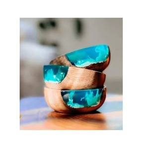 Elegant BPA Free Eco-Friendly Epoxy Resin Acacia Wood <b>Bowl</b> Handcrafted <b>Wooden</b> Base Smooth Resin Coating for Premium Table - Product Image 3