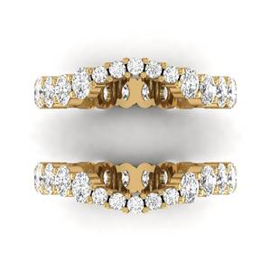 Bague de mariage éternelle en diamant de laboratoire de 4,70 carats, forme ovale et ronde, clarté VVS, couleur DEF, or jaune 14 carats - Product Image 1