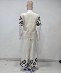 Conjunto de Algodón con Bordado de Cadena, Estilo Étnico, para Uso Diario, Precio al por Mayor, Color Blanco - Product Image 2