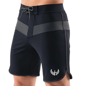 Shorts de bain pour hommes, noir et gris anthracite, séchage rapide, avec cordon de serrage, pour la plage, les sports nautiques et l'athlétisme - Product Image 3