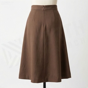 Falda Plisada de Cintura Alta para Mujer, Estilo Línea A, Color Sólido, Largo hasta la Rodilla, Tela de Lana, para Todas las Temporadas - Product Image 2