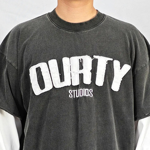 T-shirts pour hommes à manches doubles, effet délavé à l'acide, de qualité supérieure, fabriqués directement par les fabricants de vêtements, dernier design, t-shirt à manches courtes - Product Image 3