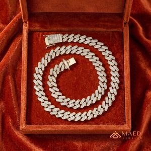 Collier en Moissanite Plaqué Or 18K, Chaîne Maille Cubaine, Bijoux Tendance pour Femmes et Hommes, Style Moderne, Chaîne Fine de Type New York City - Product Image 3