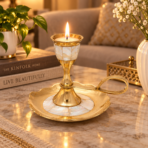 Candelabro de Latón Hecho a Mano, Portavelas Decorativo Tipo Bandeja, Centro de Mesa, Decoración para el Hogar - Product Image 2