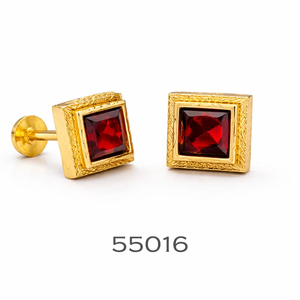 Boucles d'oreilles classiques en forme de goutte d'eau plaquées or avec pierre précieuse corail violet de MOLL JEWELLERS pour les occasions spéciales des femmes - Product Image 1