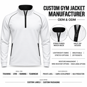 Custom Men's Half-<b>Zip</b> Gym Jacket Lightweight Polyester Breathable Sportswear ODM OEM Training Running Teamwear - Product Image 5