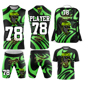 Uniformes de football personnalisés 7V7, maillot sans manches à capuche avec impression rouge et violette, avec numéro et nom - Product Image 1