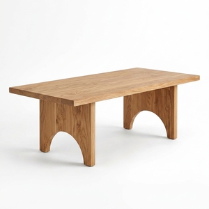 Kate Dining Table Modern <b>Rustic</b> Solid Wood Rectangular Kitchen Table With Arched Panel Legs Farmhouse Home Furniture - Product Image 1