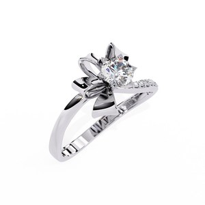 Unique Design Round Cut Moissanite Bow Shank <b>Ring</b> For Women's 925 Silver With Rhodium Fine Surprise Gift For Lovers Charm - Product Image 5