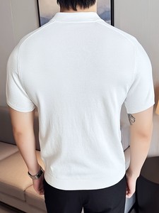 เสื้อเชิ้ตแขนสั้นผู้ชาย สีขาว ผ้าวิสโคส/คอตตอน ถักทอ สีพื้น แห้งเร็ว ระบายอากาศดี สไตล์สมาร์ทแคชชวล ทรงปกติ ติดกระดุม - Product Image 4