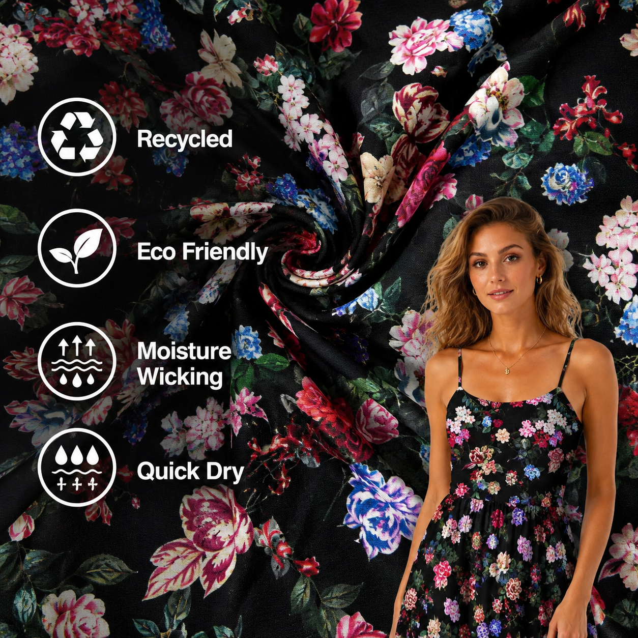Recycled 100% Polyester Microfiber Knitted Stretch Waterproof Dress Fabric Eco Friendly Moisture Wicking Quick Dry Sportswear