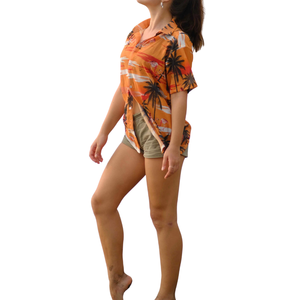 Camisa de Viaje de Malla con Estampado de Hojas Costeras para Mujer, Transpirable, con Cuello, para Vacaciones de Verano en la Playa, Proveedor Mayorista - Product Image 4