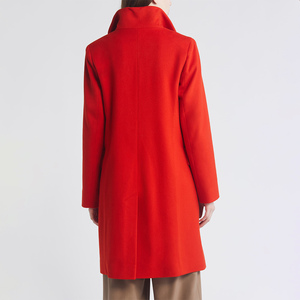 Abrigo Largo de Lana para Mujer, Cuello Alto, Cierre de Botón, Color Sólido, Elegante, para Invierno - Product Image 4