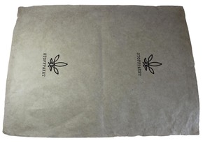 Promotional Natural Colour Hemp Paper As Gift Wraps Printed Around Hemp <b>Leaf</b> As Design With <b>Silver</b> Screen Single Colour <b>Sheets</b> - Product Image 1