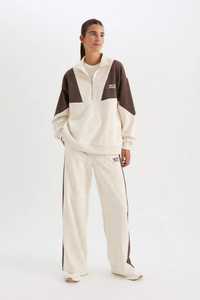 ONETEN APPARELS Conjunto Deportivo Color Block para Mujer, Sudadera de Forro Polar con Cierre de Cremallera, Pantalones Joggers, Manga Larga, Estilo Casual de Otoño - Product Image 3