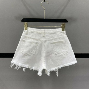 Pantalones cortos de mezclilla con diamantes de cintura alta para mujer, novedad de verano 2025, con agujeros rotos y piernas anchas, pantalones cortos de mezclilla - Product Image 6