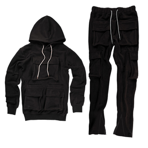 Conjunto Deportivo Unisex con Capucha, Algodón, Casual, Manga Larga, Color Sólido, Pantalones con Cordón y Sudadera con Capucha, Ropa de Otoño para Adultos - Product Image 2