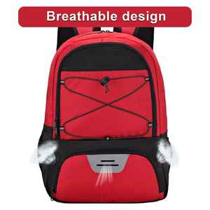 Sac à dos de sport rouge pour le football avec compartiment séparé pour ballon, compartiment pour chaussures à crampons, poches pour bouteille d'eau, haute qualité, personnalisable - Product Image 4