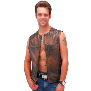 เสื้อกั๊กหนังแท้ไร้แขนกันลม สำหรับฤดูใบไม้ร่วงและฤดูหนาว เป็นมิตรต่อสิ่งแวดล้อม คุณภาพดีที่สุด ผลิตในประเทศปากีสถาน - Product Image 4