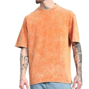 Camisetas de Hombre de Gran Tamaño, Lavado Ácido, 100% Algodón, Corte Holgado, Hombros Caídos, Estampado, Estilo Veraniego Premium - Product Image 1