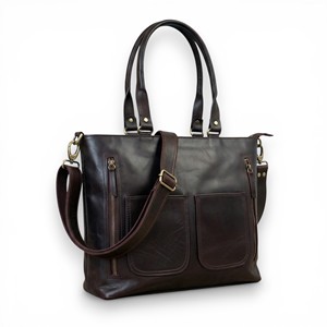 Womens Genuine Leather Vintage Lightweight Zipper Closure Two <b>Straps</b> Tote <b>Bag</b> Crossbody <b>Shoulder</b> Office Handbag - Product Image 1