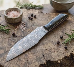 Cuchillo de Cocina de Acero de Damasco de Grado Industrial SHARP POINT TRADES, Hoja de Punta Caída, Borde Recto, Mango de Madera, Grosor de 0.5mm - Product Image 1