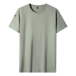 Camiseta de punto de manga corta con cuello redondo, 100% algodón, estampado puff frontal, estilo urbano, corte holgado, color liso, transpirable, heather. - Product Image 5