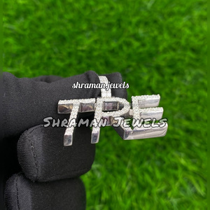 Fine Charms Personalized Letter Name Hip Hop Style Full Lab Grown Diamond <b>Initial</b> Pendant <b>Necklace</b> Rhodium Plated Silver Trendy - Product Image 4