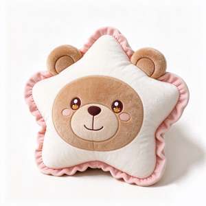 customized Plush Star Shaped <b>Orange</b> Tabby Cat Plush <b>Pillow</b> Cute Embroidered Face Short Plush Comforter - Product Image 3