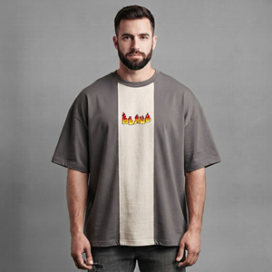 เสื้อยืดผู้ชายทรงบ็อกซี่ คอวี ปี 2026 ผ้าฝ้าย 100% สไตล์ดิสเทรสพิมพ์ลายสกรีนโลโก้ตามสั่ง สีตามสั่ง - Product Image 5