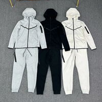 Conjunto Deportivo Personalizado Unisex de Felpa Técnica, Sudadera con Cremallera y Pantalones Deportivos, Corte Ajustado, Felpa de Algodón, Ropa Deportiva para Gimnasio y Aire Libre