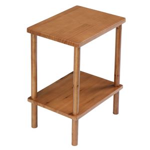 Tavolino in Legno a 2 Ripiani Resistente alle Intemperie, Tavolino Laterale per Interni ed Esterni con Ripiano Portaoggetti, Piccolo Tavolino da Caffè per Patio - Product Image 2