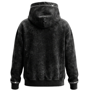 Sweat à capuche personnalisé avec logo, effet délavé, en molleton épais 100 % coton 400 GSM, avec strass, pour pantalon de survêtement - Product Image 4
