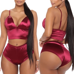 OEM Custom 2 Piece <b>Silk</b> Sleepwear Pajama Set <b>Ladies</b> Lingerie <b>Pyjamas</b> Women Sleepwear Sets Custom Logo Two Piece Satin Pajama Set - Product Image 1