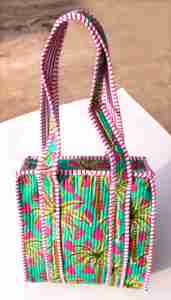 Conjunto de Bolso Tote y Bolsa de Mano Acolchados de Algodón con Diseño de Hojas de Palma, con Cierre de Cremallera, Portátiles para la Playa y Viajes - Product Image 4