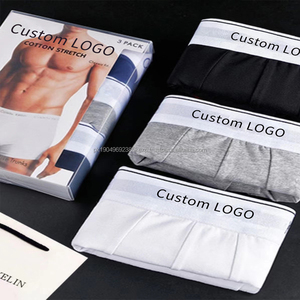 New Arrival Men Underwear Cotton Spandex Custom Logo Pattern Soft Comfortable Men's <b>Boxer</b> Briefs Basic Style - Product Image 2