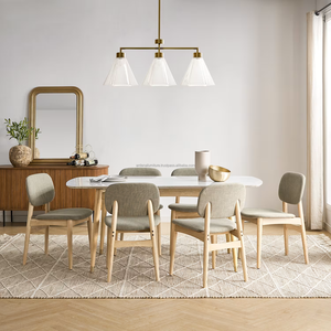 Juego de Comedor Escandinavo Moderno de 6 Piezas, Mesa de Madera, Sillas con Respaldo Sólido, Muebles Duraderos para el Hogar - Product Image 2