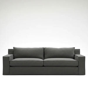 Sofá Moderno de 3 Plazas con Brazos Curvos, Tapizado en Lino Blanco de Lujo, con Espuma de Alta Densidad y Estructura Minimalista - Product Image 4