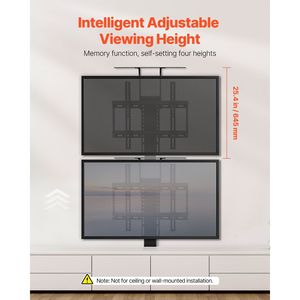 132 Lbs Max Load Adjustable Motorized TV Lift <b>Stand</b> Mount Bracket Electric Vertical TV Bracket Remote <b>Control</b> TV Mounts Carts - Product Image 2