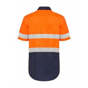 Chemise de travail à manches courtes pour hommes en coton bicolore, fournie par l'usine - Product Image 2