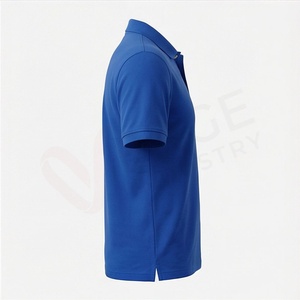 เสื้อโปโลผู้ชายสีน้ำเงิน แขนสั้น ผ้าปิเก้ ทรงปกติ ดีไซน์เรียบง่าย สไตล์ลำลอง - Product Image 4