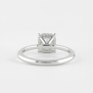 Bague de fiançailles en diamant taille coussin, sertie de griffes, avec bande pavée, en or 9 carats, bijoux fins classiques pour femme, certifiée IGI - Product Image 6