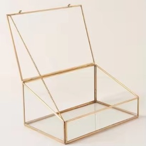 Elegant Metal & Glass Jewelry <b>Box</b> Decorative <b>Trinket</b> Organizer for Rings Earrings Necklace Bracelet Vanity Dresser Display - Product Image 4