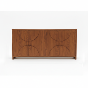 Aparador de Madera Moderno Semicircular con Panel de Media Luna, Mueble de Almacenamiento de Madera con Panel de Arco de 4 Puertas, Diseño de Arco Moderno - Product Image 1