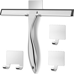 3 Ganci Adesivi in Acciaio Inossidabile, Tergivetro per Doccia, Strumento per la Pulizia di Vetri per Bagno e Finestre Domestiche, per Porte in Vetro - Product Image 1