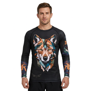 Camiseta de Manga Larga para Mujer con Estampado Geométrico de Lobo, Secado Rápido, Spandex y Poliéster - Product Image 1