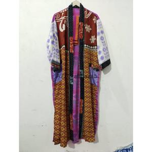 Kimono long en soie pour femme, populaire, sexy et romantique, vêtement de nuit, peignoir, kimono long indien bohème vintage - Product Image 4