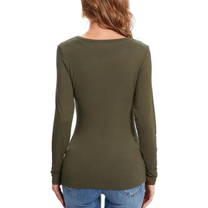 เสื้อยืดแขนยาวผ้าฝ้าย 100% เป็นมิตรกับสิ่งแวดล้อม พิมพ์โลโก้ได้ตามต้องการ สำหรับผู้หญิง มีหลายสี ไซส์พลัส - Product Image 4